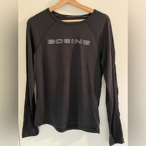 Boeing, black long sleeve, mesh detail on sleeve, size M